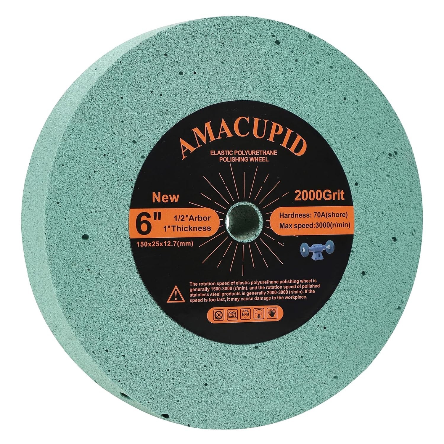 Elastic Polyurethane Buffing Wheels 6 Inch 2000 Grit. for Mirror Polished