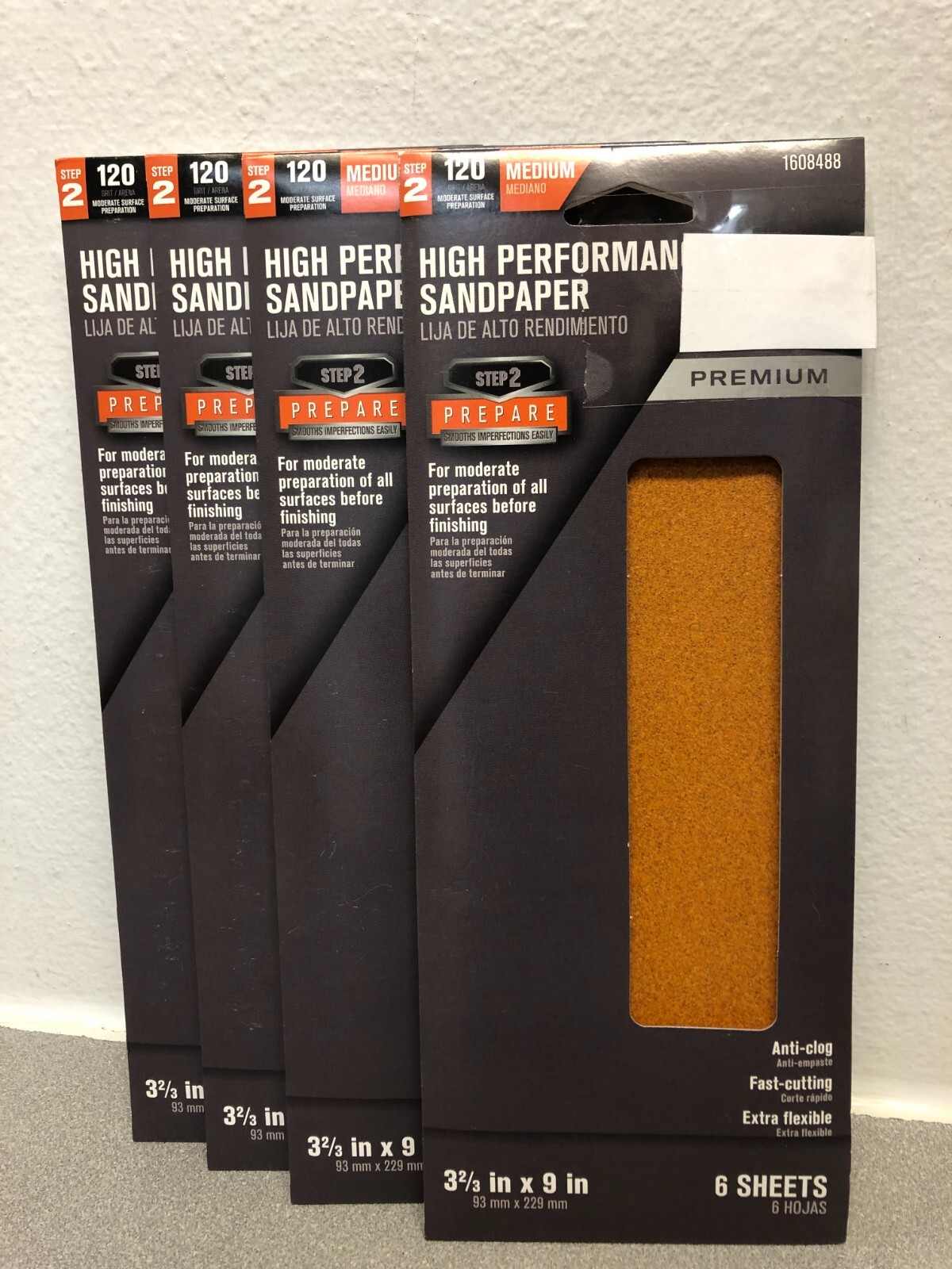 5073-002 9 in. L X 3-2/3 in. W 120 Grit Aluminum Oxide Sandpaper 24 piece,4 pk