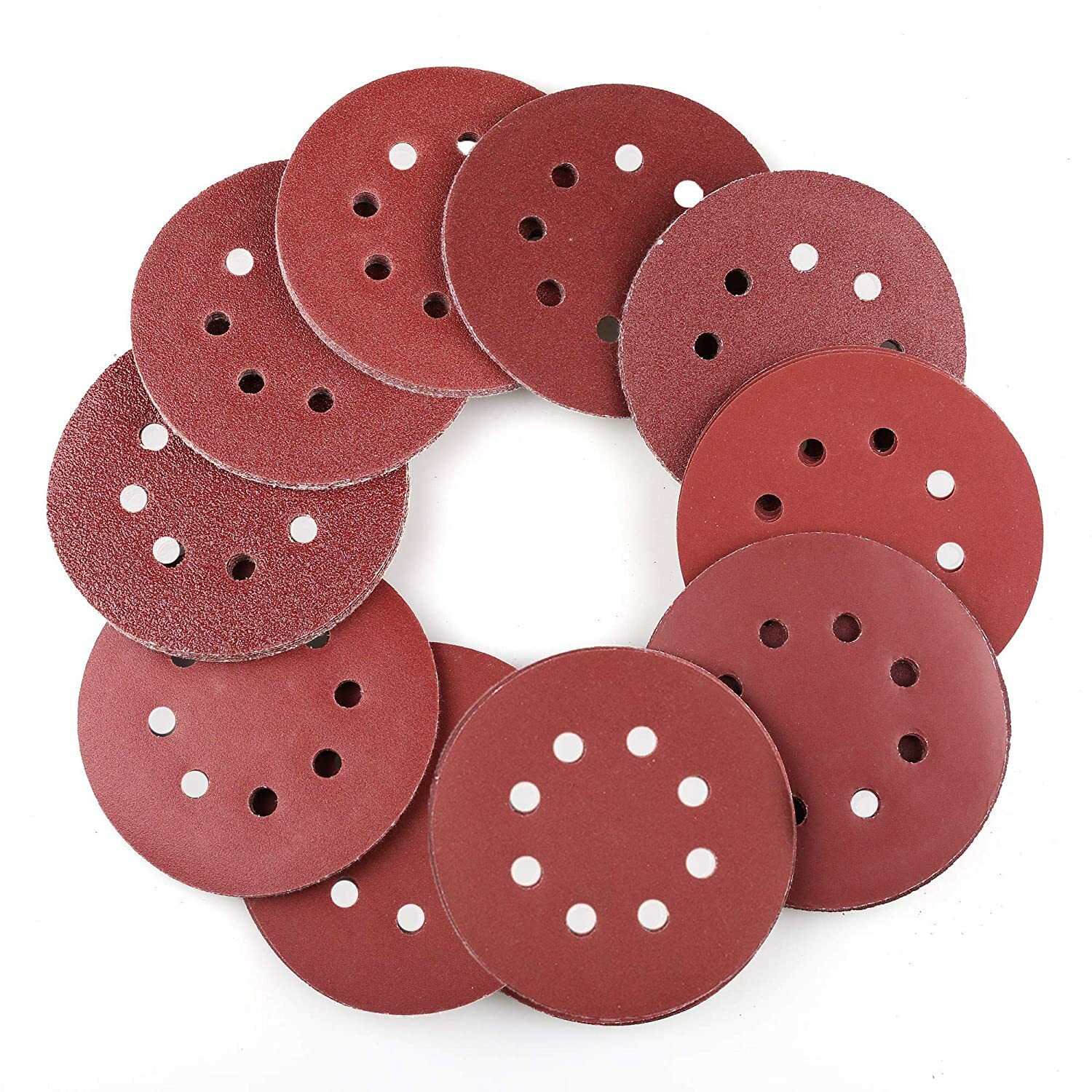 150PCS 5inch Sander Paper Pads 8-Hole Hook&Loop Orbital Sanding Discs 60-600Grit