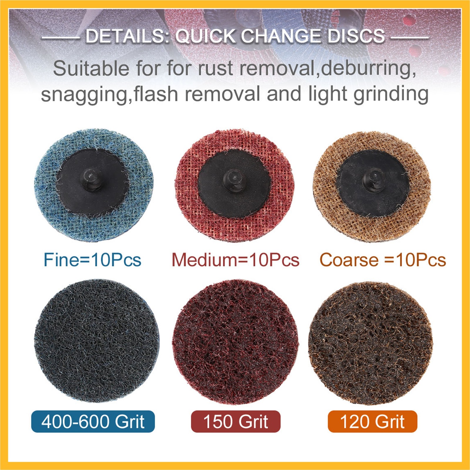 30 Pcs 2″ Coarse Medium Fine Grit Scour Sanding Discs Nylon Lock Surface for Car