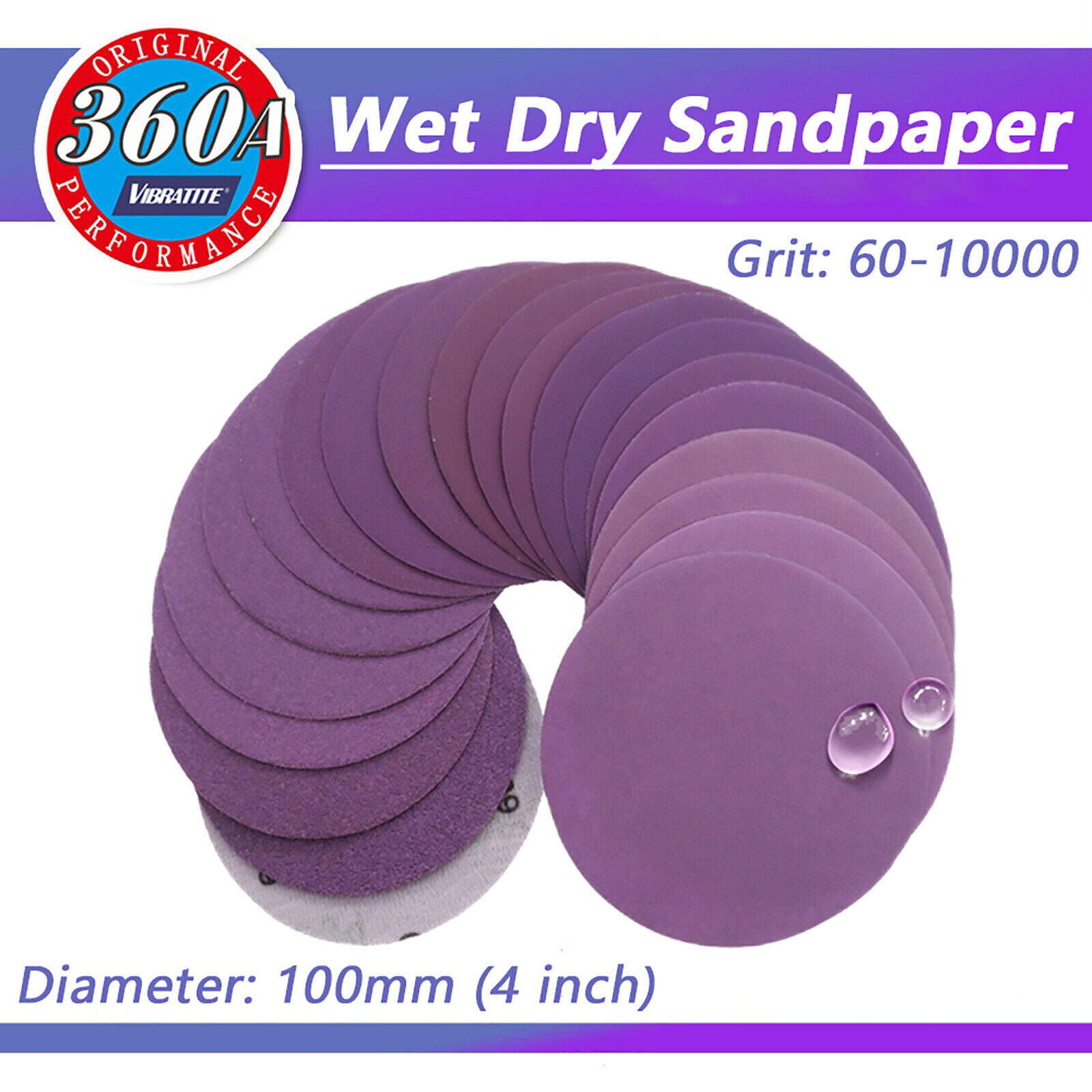 100mm 4 inch 60-10000 Grit Wet Dry Sandpaper Sanding Discs Hook and Loop Pads