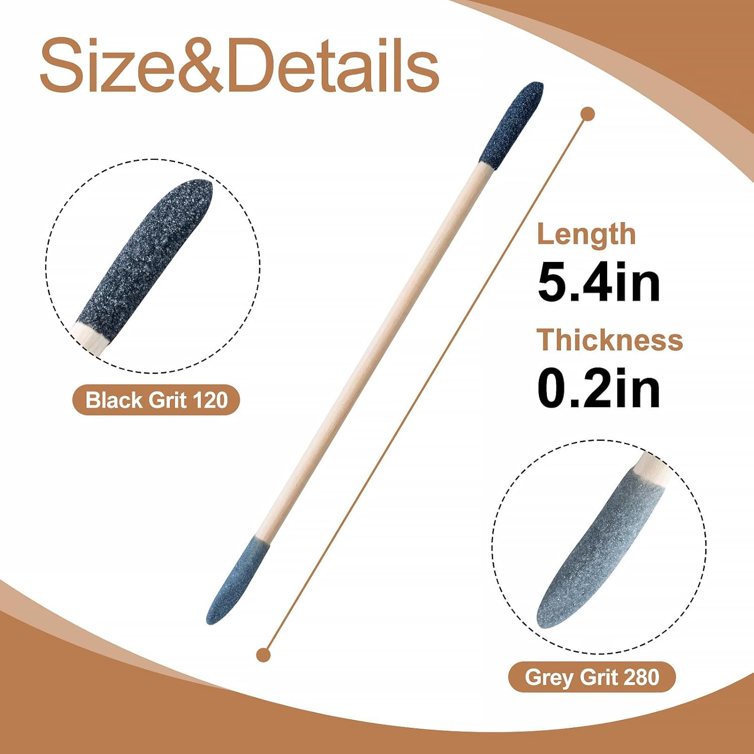 30 Pcs Sanding Sticks, Premium Double-Ended Matchstick Sanding Stick for Small