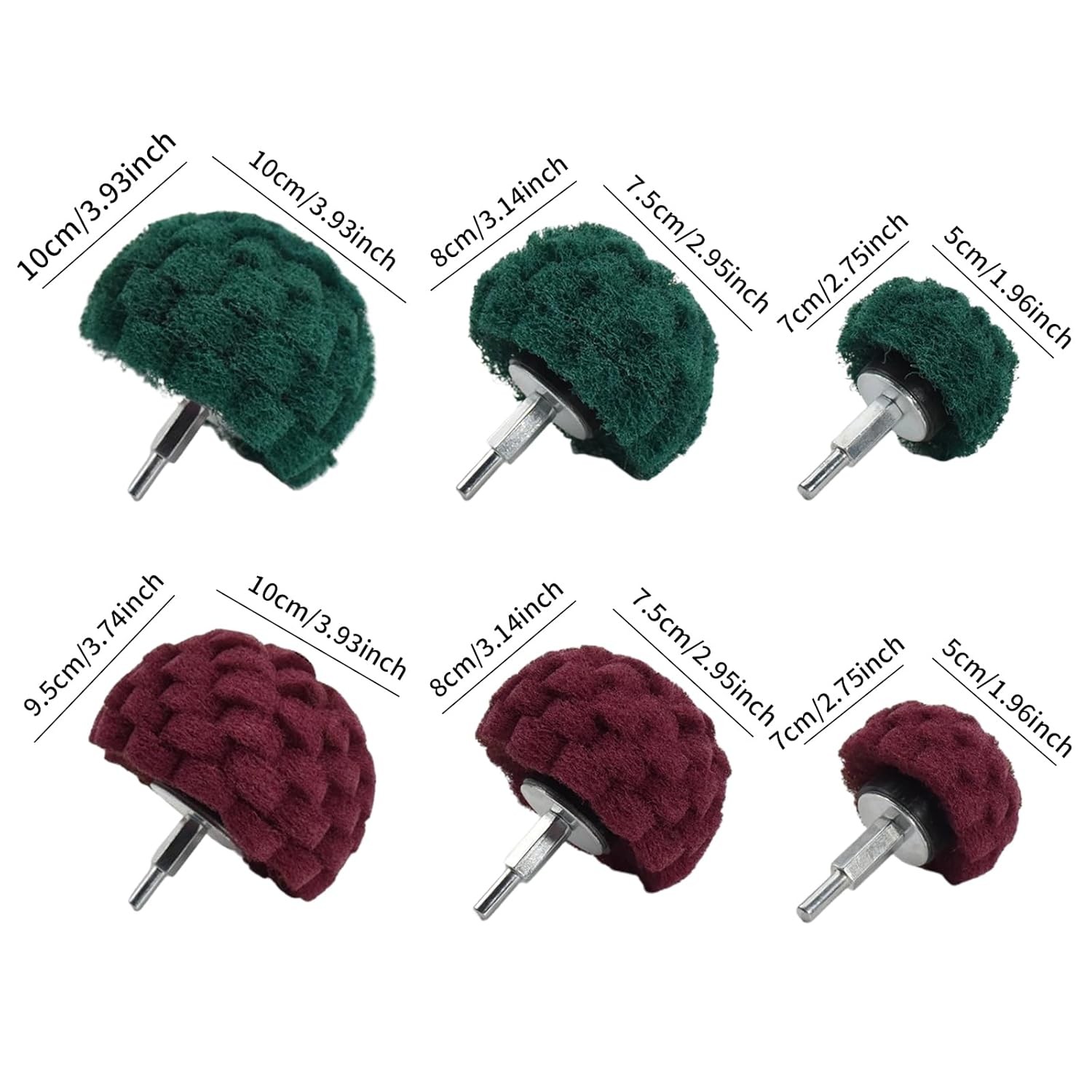 Non Woven Abrasive Scouring Pads Drill Cleaning Kit 6 Pcs Buffing Polishing Pad