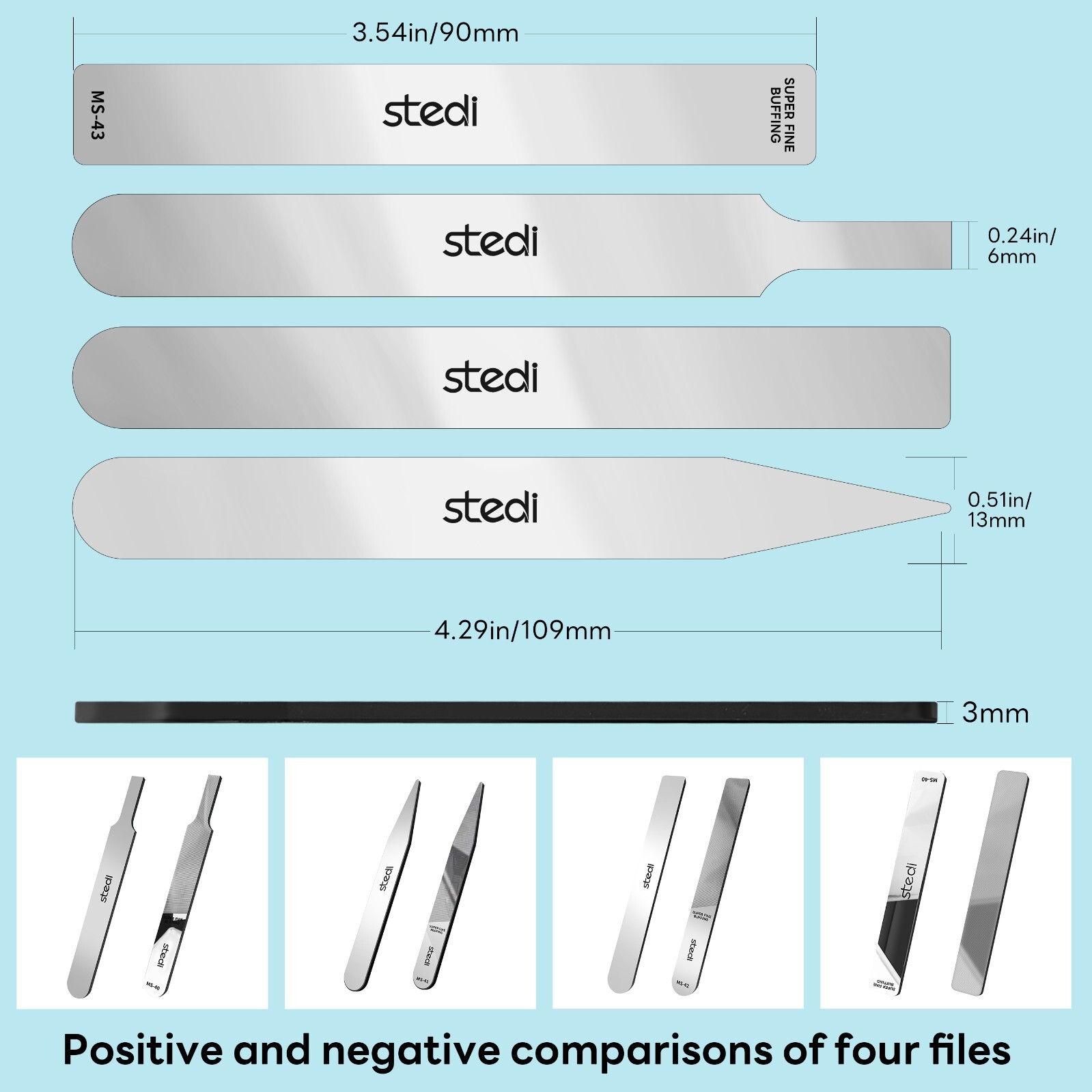 stedi Hobby Model Polishing Tools 4 PCS, Ultimate Precision Files #10000 Grit