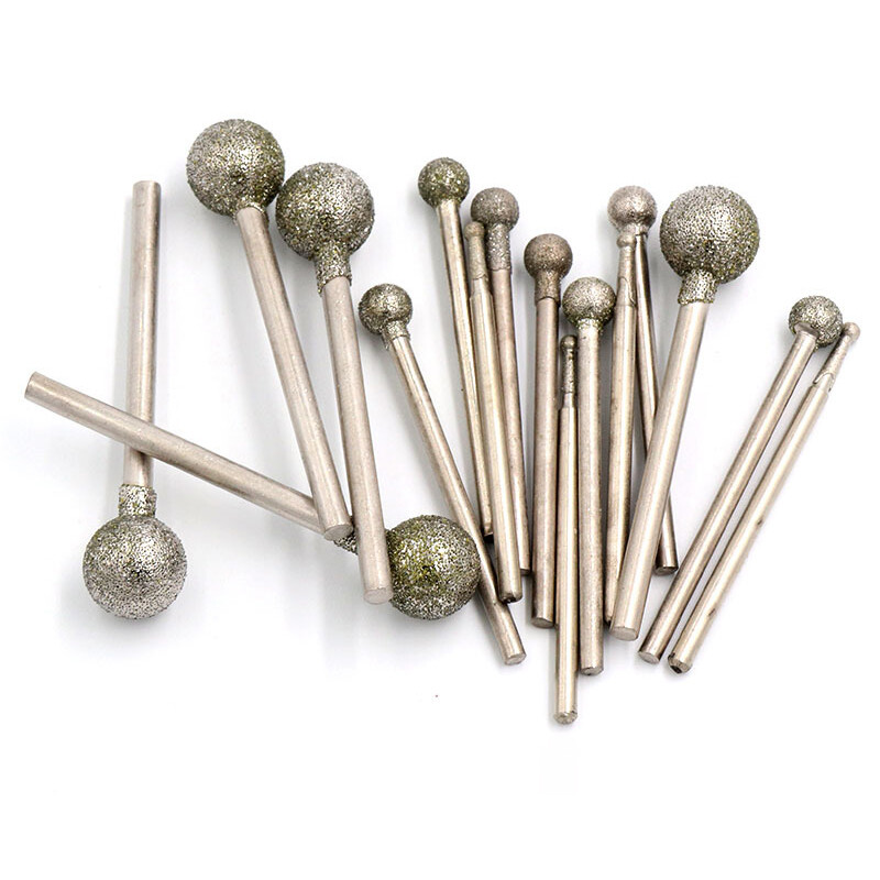 2.35/3mm Shank Ball-shaped Grinding Heads Burr Drill Bits Jade Carving Tools