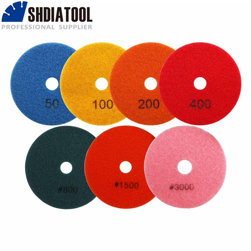 8pcs/set 4″ Diamond Wet Rough Grinding Discs Polishing Pads+Backer Kit for Stone