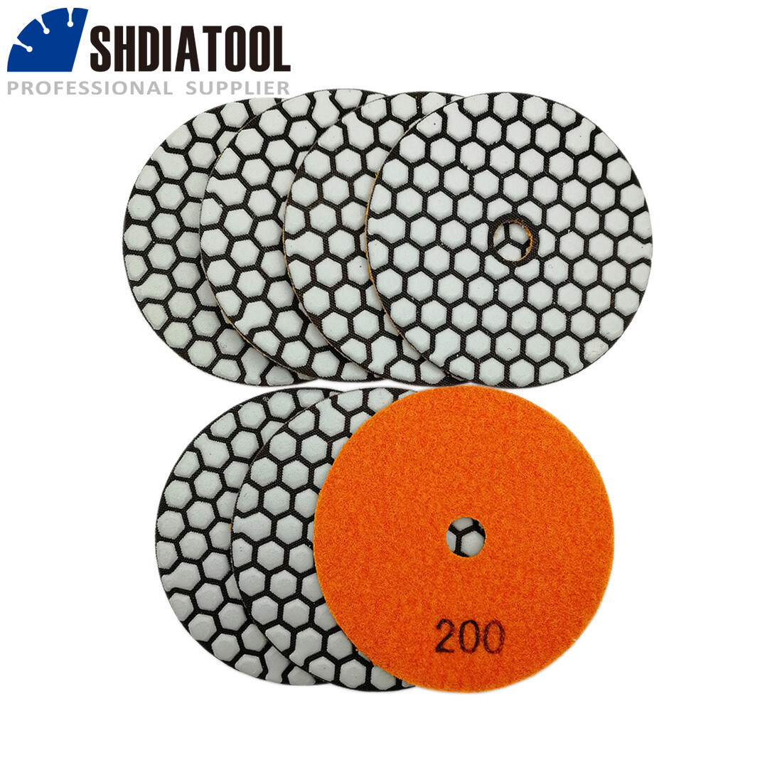 7pcs 4″ 100mm Dry Polishing Pads Diamond Sanding Discs for Marble Tile Stone @