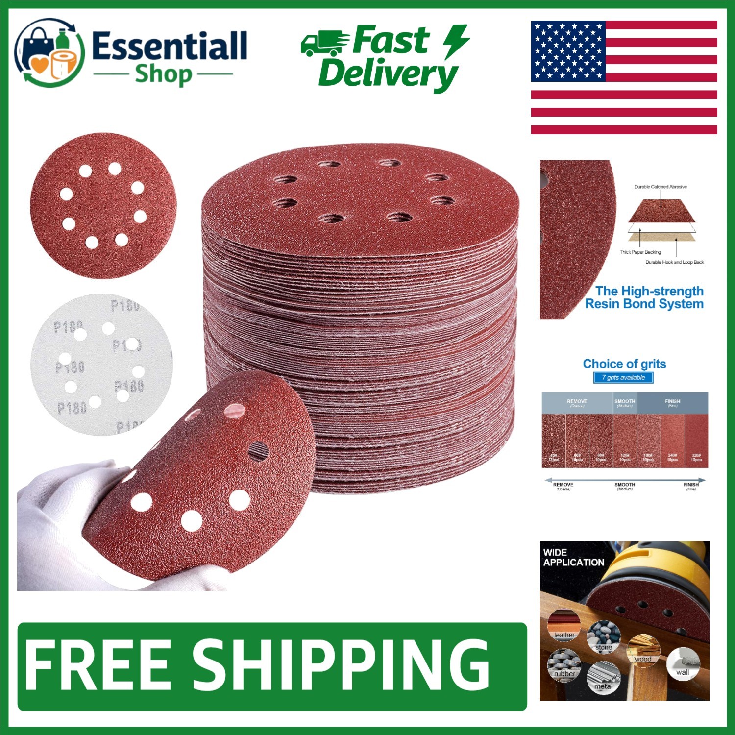 5-Inch 72-Piece Sanding Discs – Multi-Grit for Perfect Finishing Touches