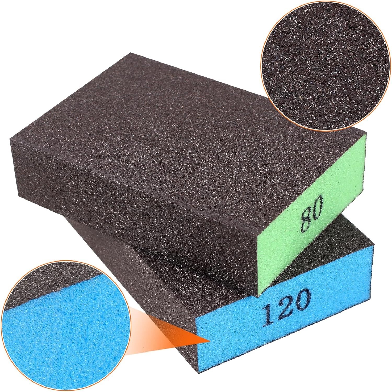 Reusable Sandpaper Sponges 8 Count with 60 80 120 220 Grit for Various Projects