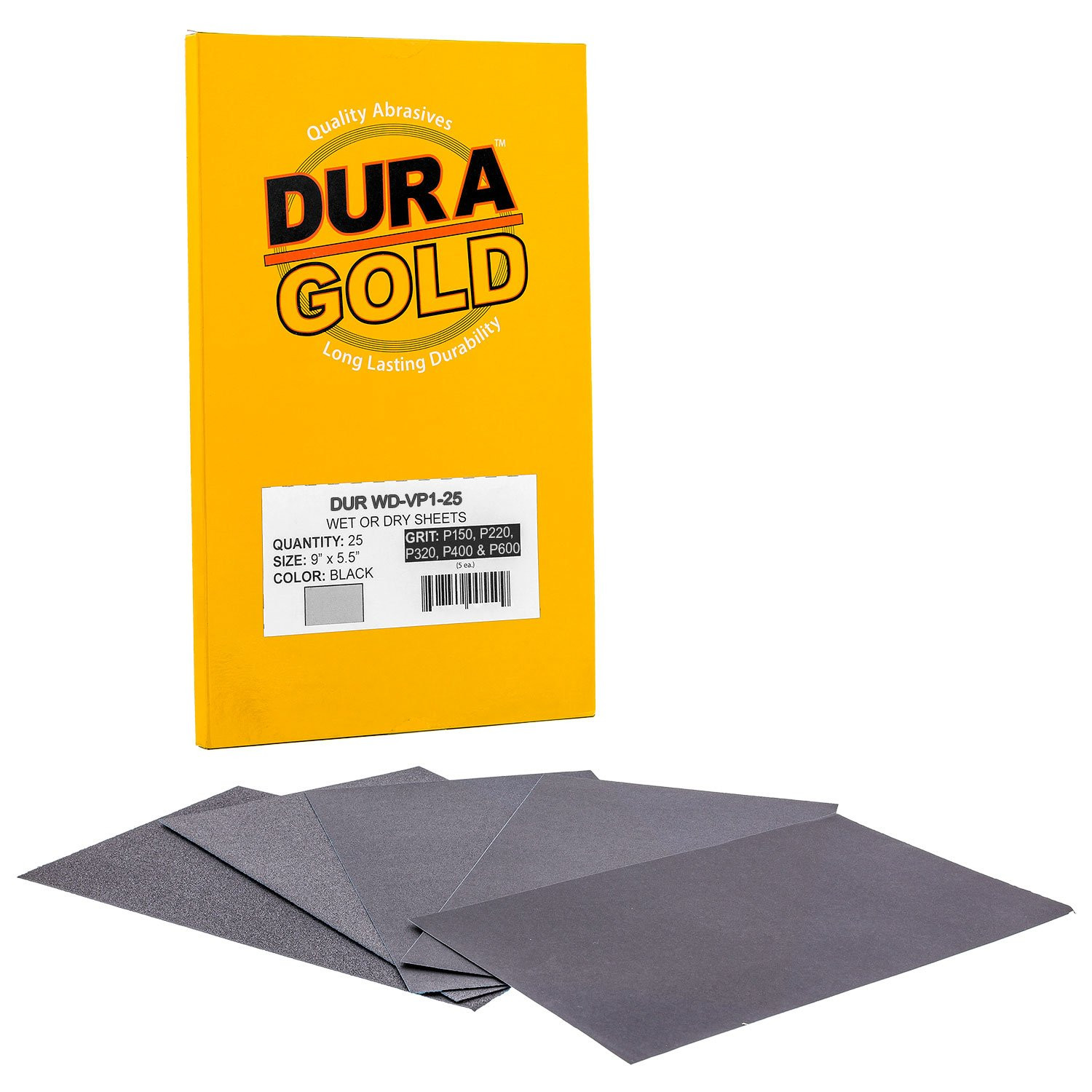 Premium 5-1/2″ X 9″ Wet or Dry Sandpaper Sheets – 150, 220, 320, 400, 600 Grit V