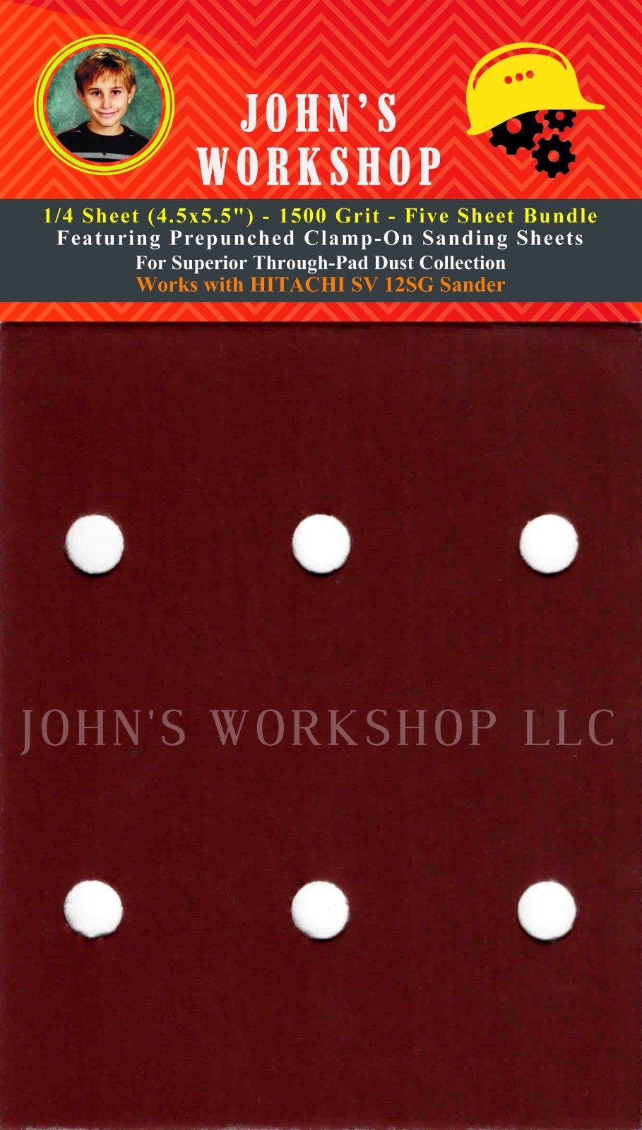 HITACHI SV 12SG – 1/4 Sheet – 1500 Grit – No-Slip – 5 Sandpaper Bundle