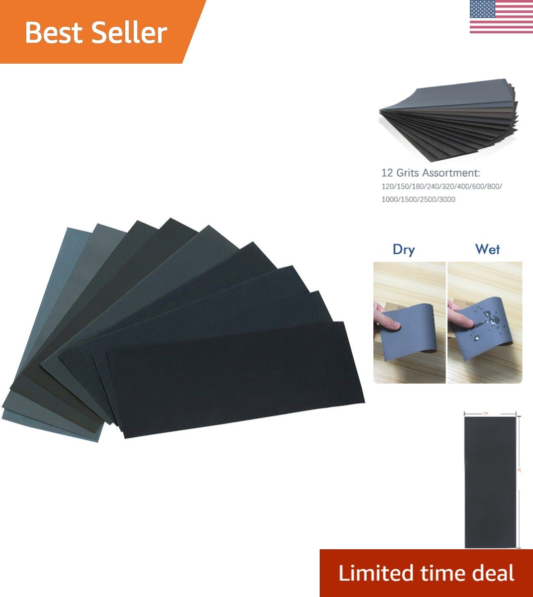 24PCS Sand Paper Variety Pack Sandpaper 12 Grits Assorted for Wood Metal Sand…