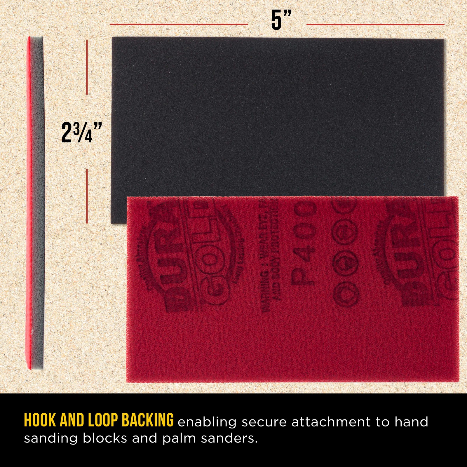 5″ x 2-3/4″ Sanding Sponge Variety Pack, Box of 24 – Hook & Loop Wet or Dry