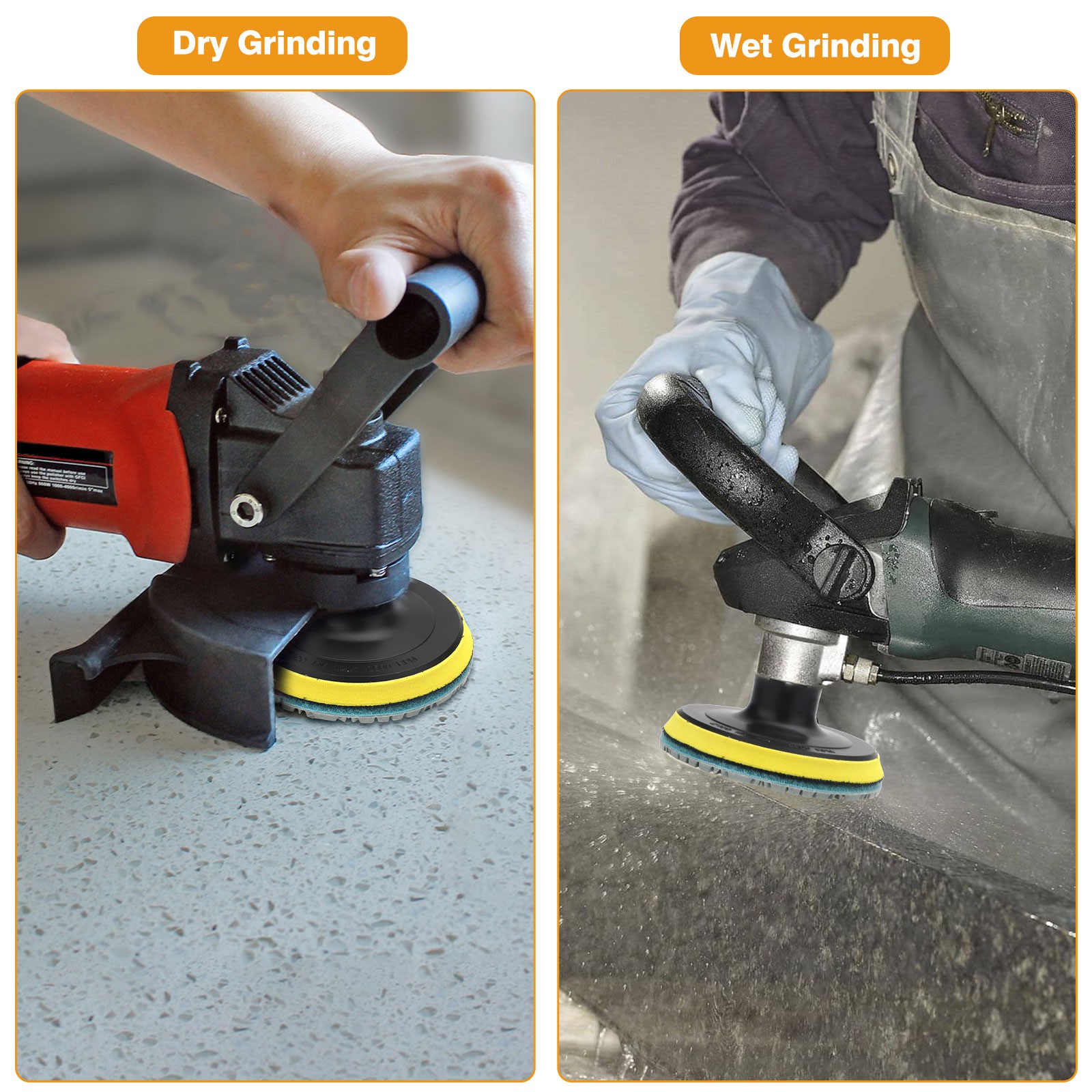 4″ 3-Step Diamond Polishing Pads + Backer for Marble Granite Terrazzo Concrete