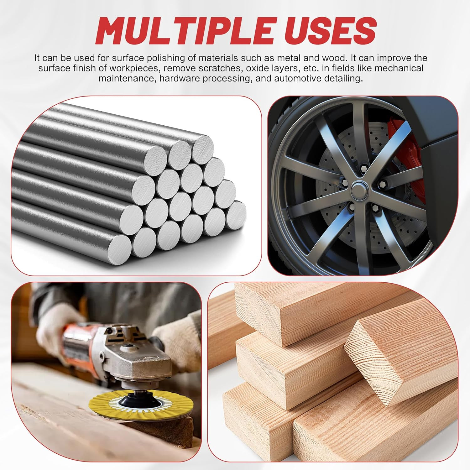 8 Inch Buffing Wheel Kit for Angle Grinder, 9PCS Airway Polishing Wheel Set