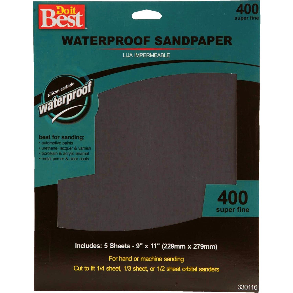 Do it Best Waterproof 9 In. x 11 In. 400 Grit Super Fine Sandpaper (5-Pack) SIM