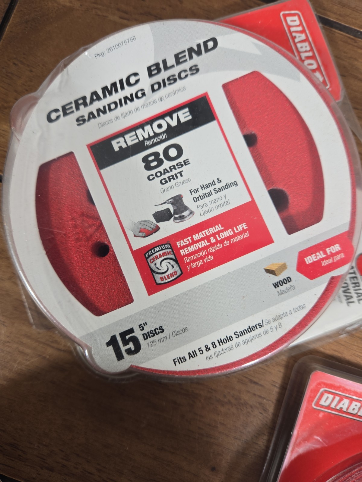 (45-Pk) Diablo 80/120/220 Grit Universal Hole Random Orbital Sanding Disc 5″