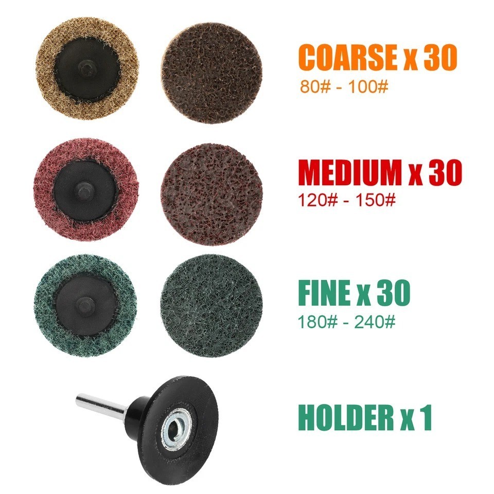 91x 2Inch Roll Lock Die Grinder Quick Change Sanding Disc 80-240 Grit 1/4″ Shank