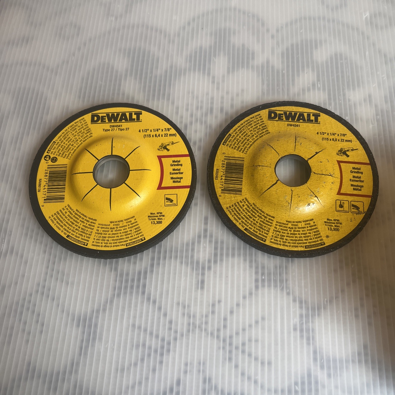 DeWalt Grinder Metal Wheel Disk 4 1/2″ x 1/4″ x 7/8″ Type 27 (DW4541) Lot Of 2
