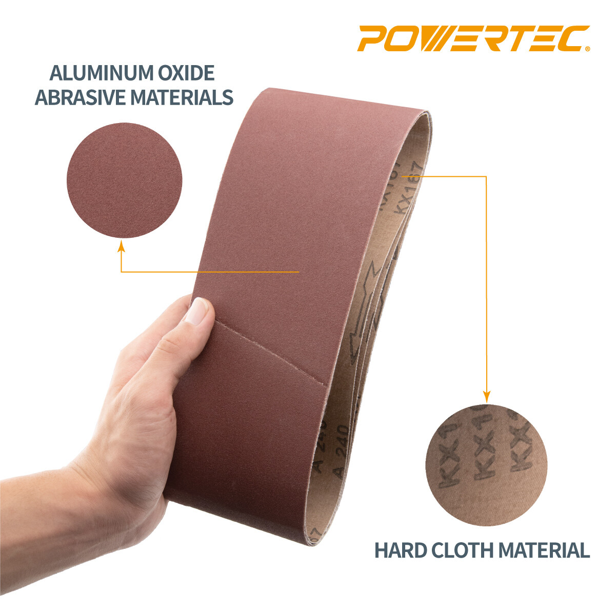 POWERTEC 4 x 24″ 240 Grit Sanding Belt Aluminum Oxide Sandpaper-10 PK (110040)