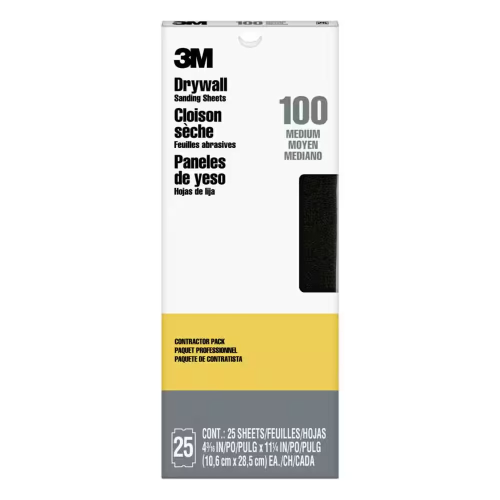 Pro-Pak 4-3/16 In. X 11-1/4 In. 100-Grit Medium Drywall Sanding Sheet (25-Pack)