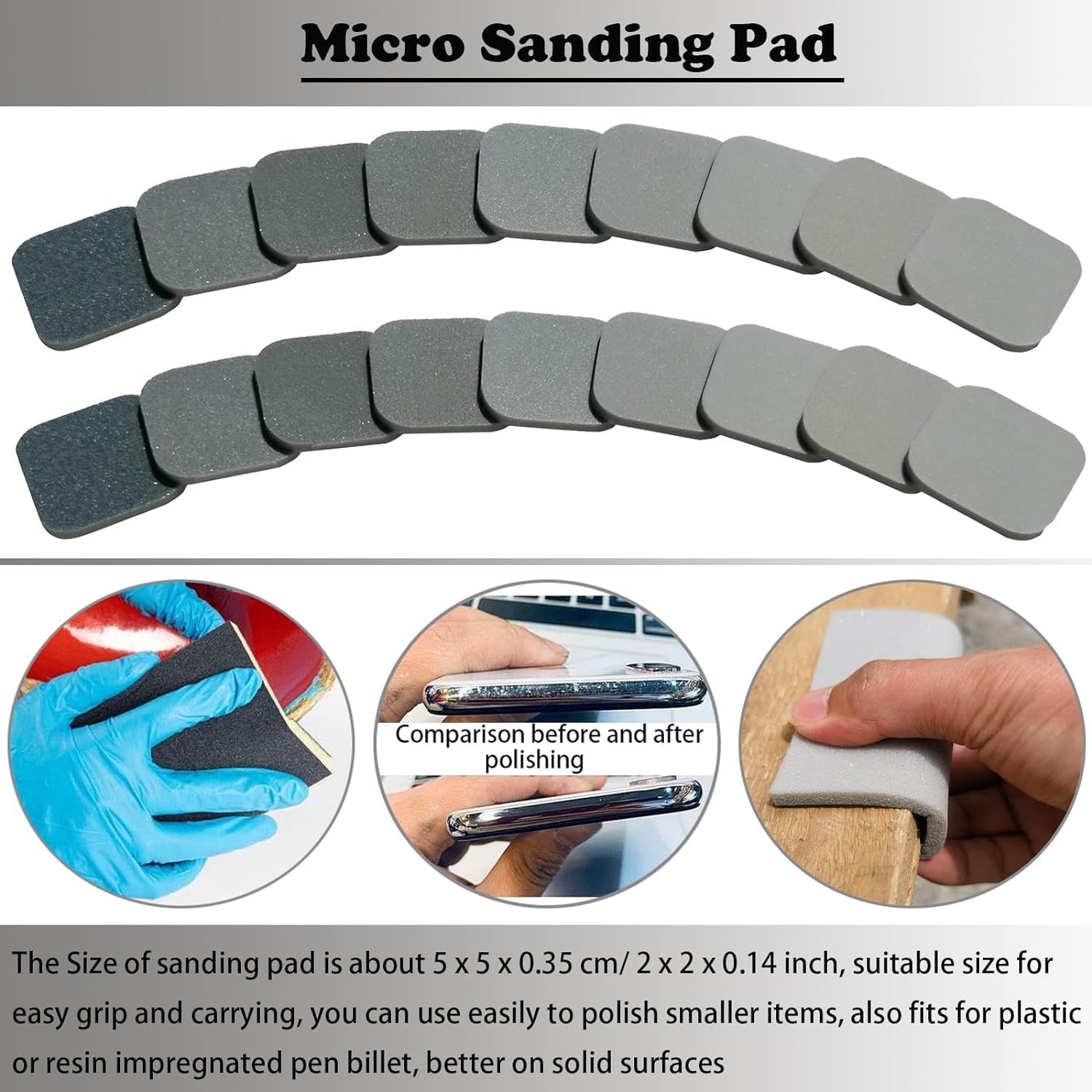54 PCS 2 x 2 Soft Touch Sanding Pads, Mesh Sanding Polishing Pads Hand Sander…