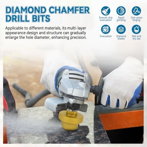 2Pcs Diamond Step Drill Bit, 20mm 35mm 50mm Diamond Core Drill Bit Diamond