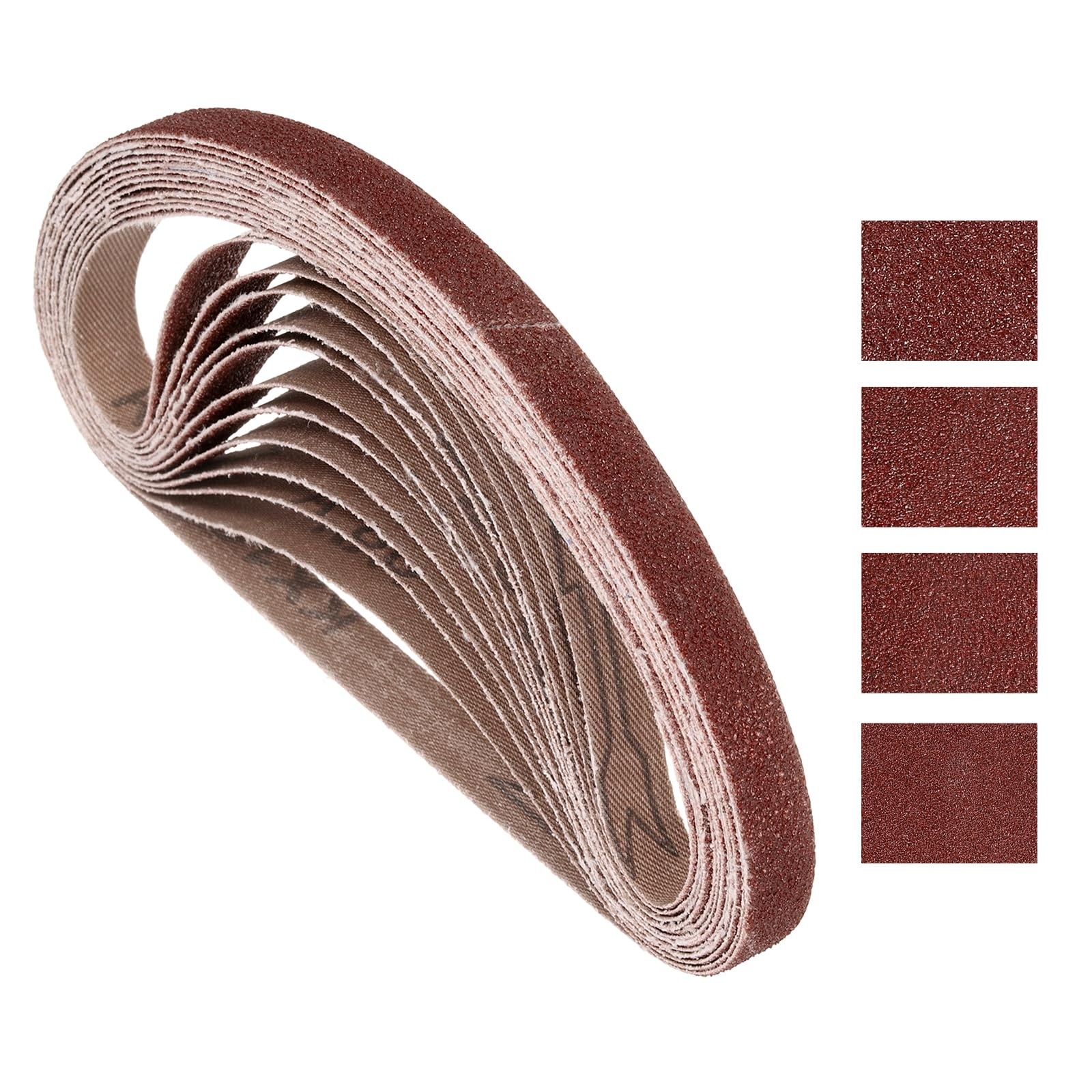 Kozelo 16 Pcs Sanding Belts 3/8 x 13 Inch 40/60/80/120 Grit Aluminum Oxide Ab…
