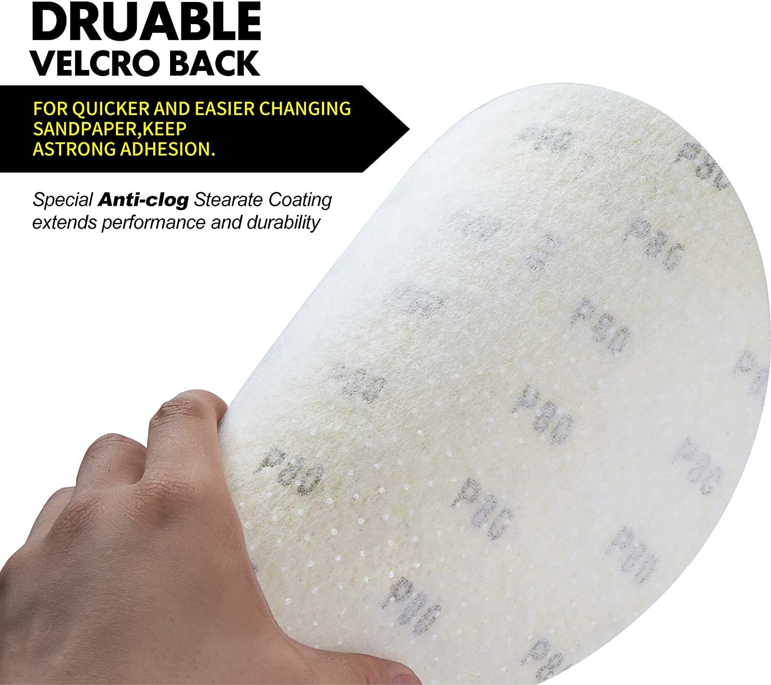 5PCS 9inch Multi-Hole Drywall Sander Paper 220 Grit Hook And Loop Sanding Discs
