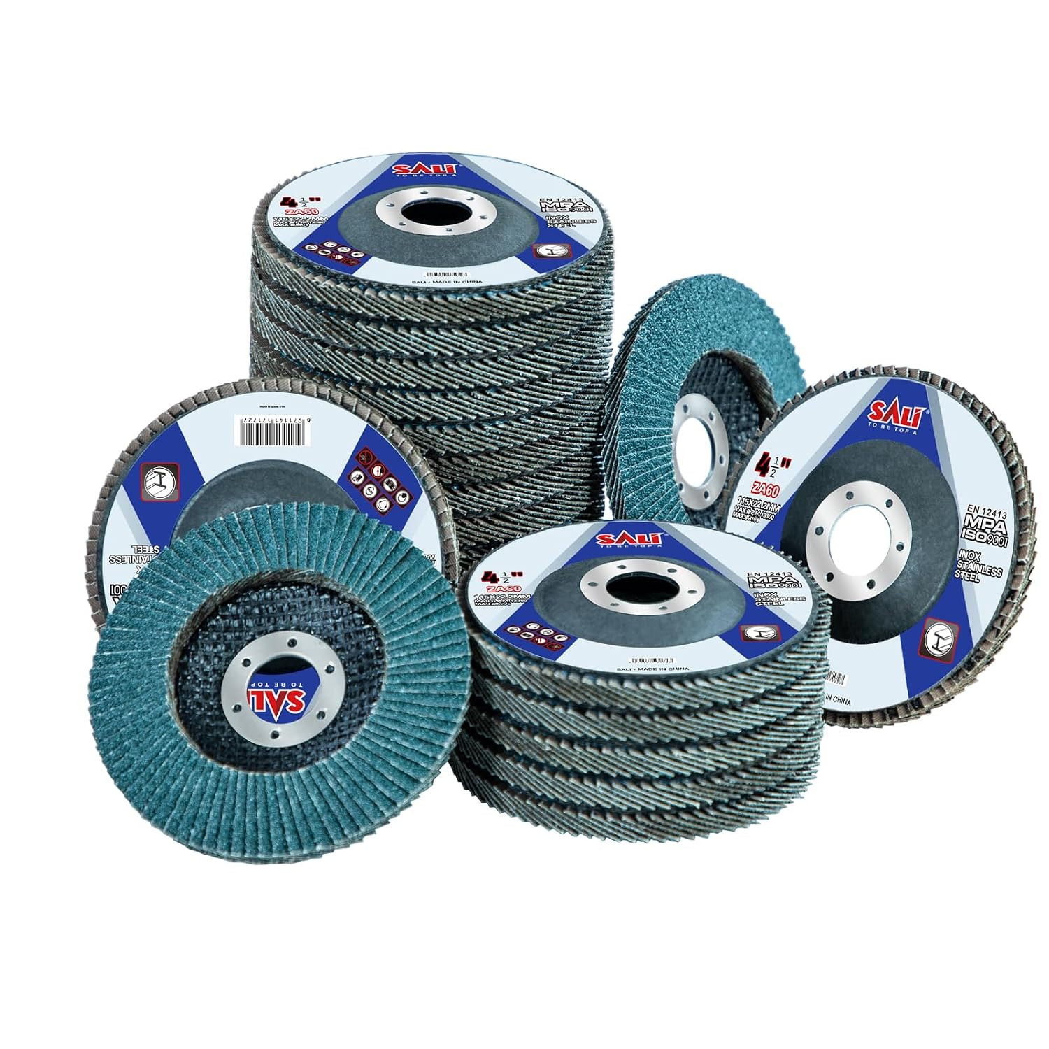 20 Pack Zirconia Flap Disc 60 Grit 4.5″ x 7/8-Inch Sanding Disc Bevel Type #29 P