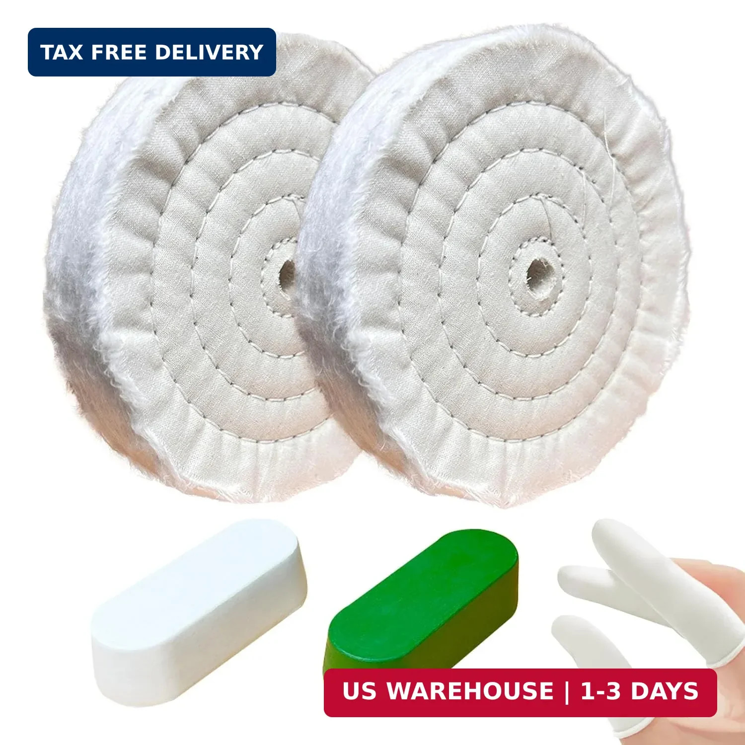 2 Pcs 6 in Extra Thick (70 Ply) Cotton Buffing Polishing Wheel, 1/2-Inch Arbor H