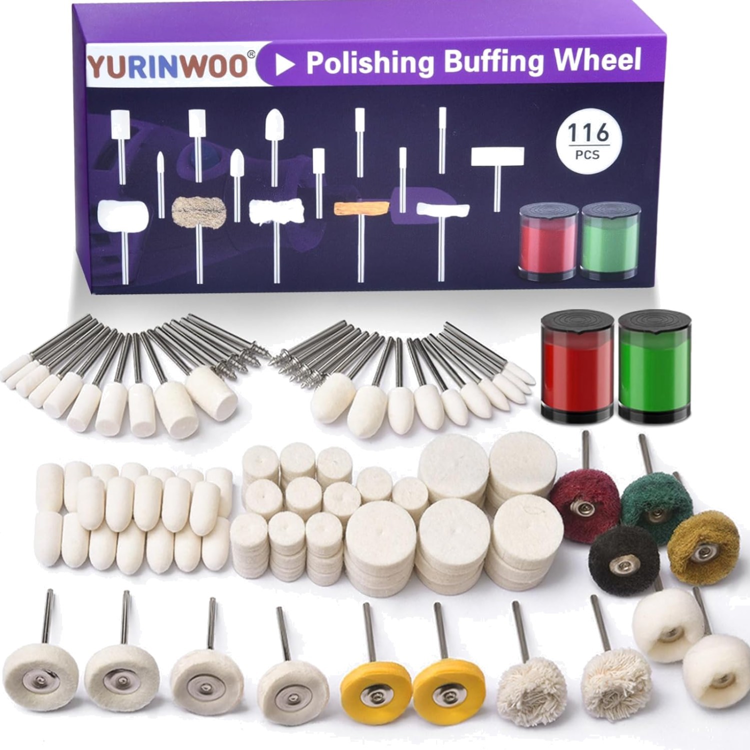 114 PCS Polishing Kit with 2Pcs Polishing Compound for Dremel, Abrasive Polis…