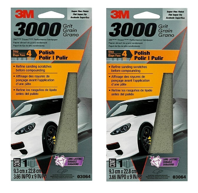 3M 3-2/3″ x 9″, 3000 Grit, Trizact Sandpaper, Structured Abrasives (2 Pack)