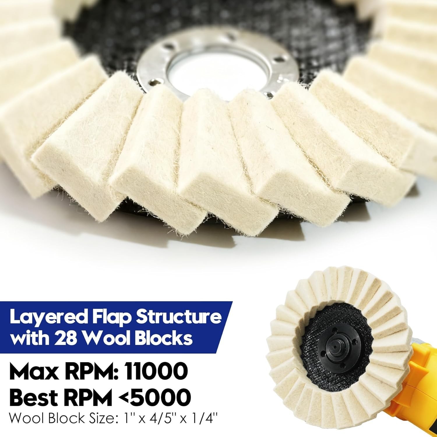4.5 in Wool Felt Flap Disc Metal working Polishing Buffing Wheel For Grinder