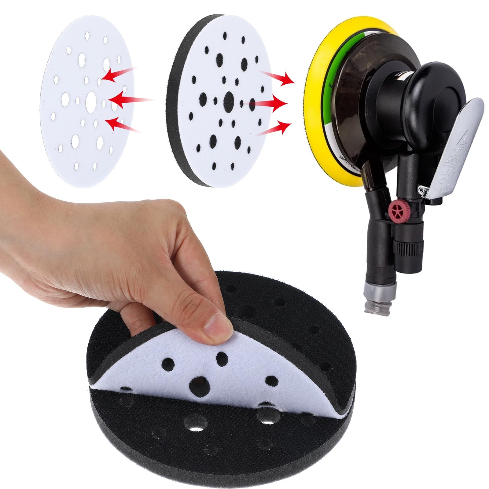 Wanmu 6Pcs Foam Interface Pads, 6 Inch 25 Holes Hook and Loop Soft Density Sp…