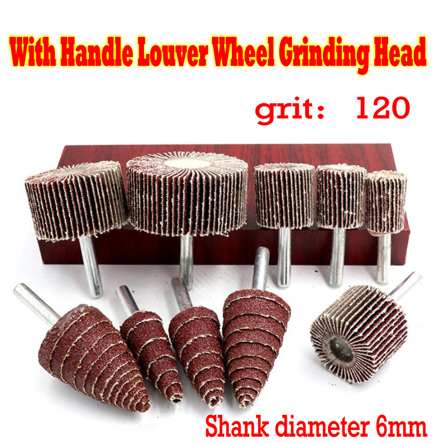 1pcs 120 Mesh With Handle Louver Wheel Grinding Head Grinding Shank diameter 6mm
