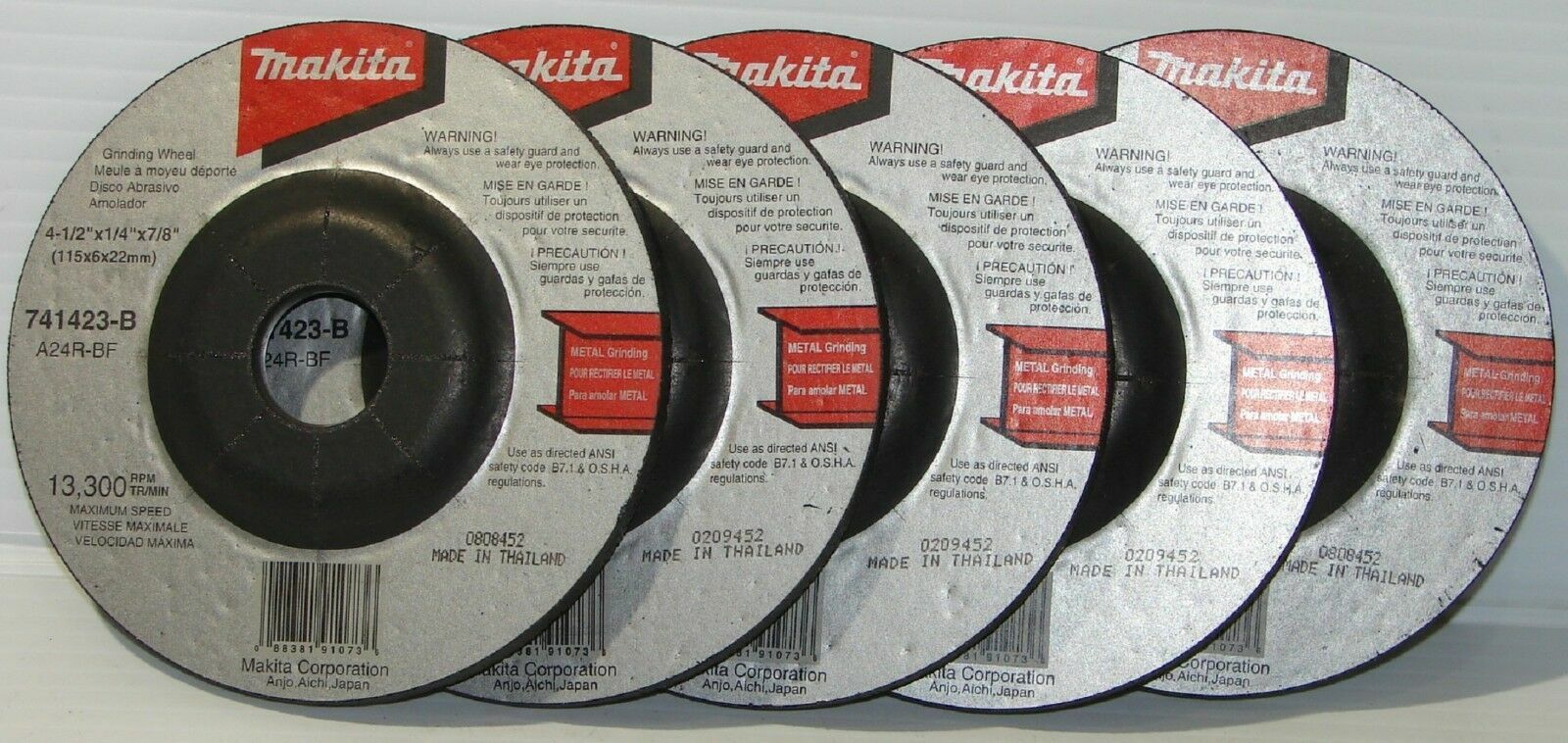 Makita 4-1/2″ x 1/4″ x 7/8″ Metal Grinding Wheel 5 Pack # 741423-B