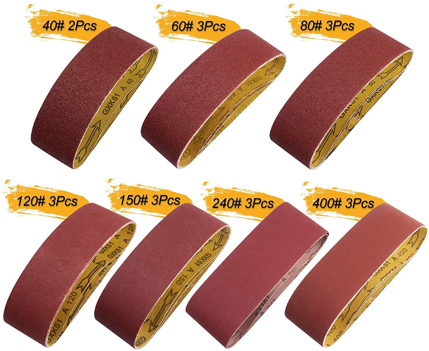20PCS 3x21inch Sanding Belts 40 60 80 120 150 240 400 Grit Belt Sander Sandpaper