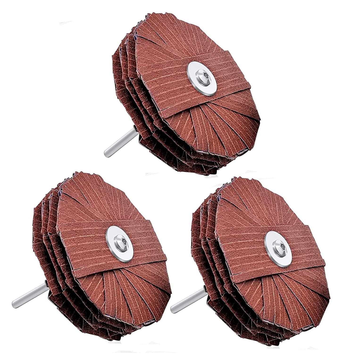 3pk Molding Flap Sanding Wheel Sander Mop Kit for Drill, 4 inch, 80 120 240 GRIT