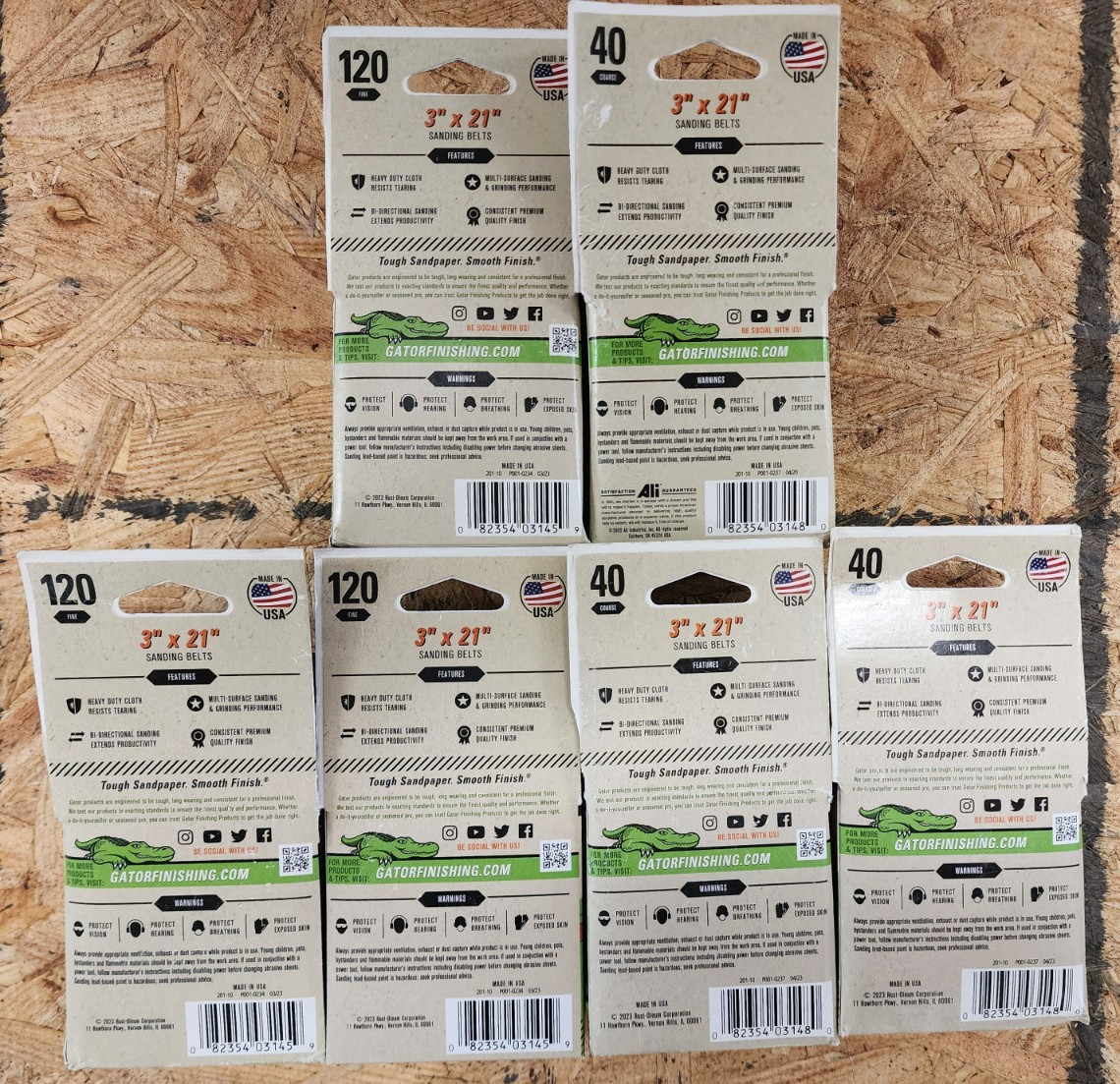 12pcs GATOR 3 x 21 Sanding Belts For Belt Sanders 6ea. 40 & 120 Grit