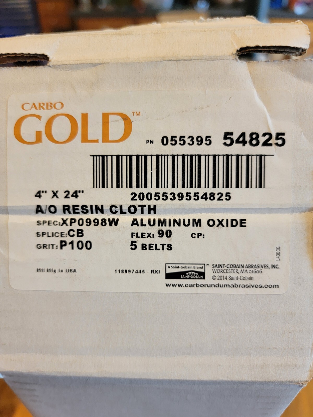 Carbo Gold 4″x24″ inch Sanding Belts Alum Oxide 100 Grit 05539554825 5pk 447T61