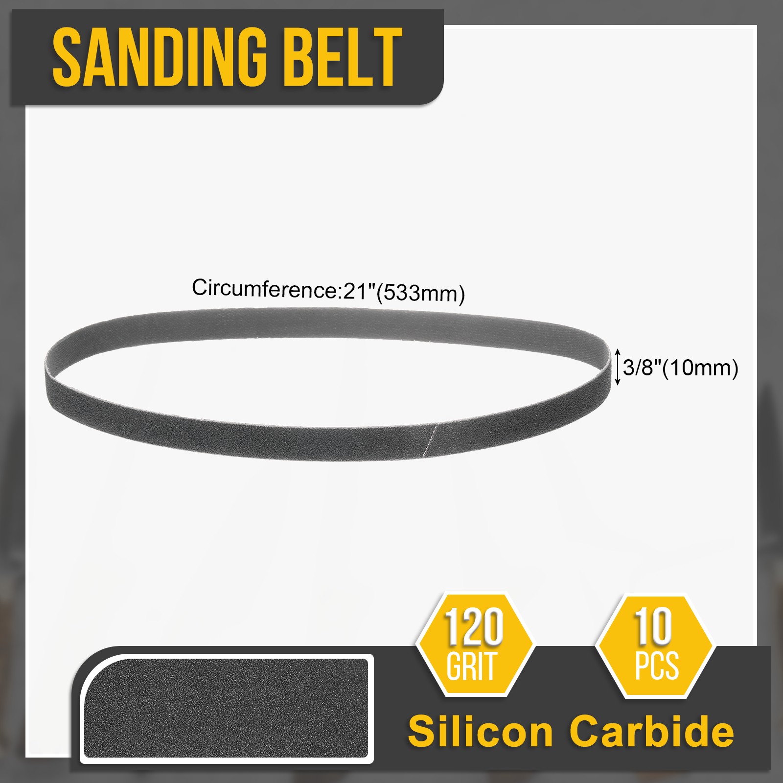 3/8 x 21 Inch Sanding Belt,10 Pcs 120 Grit Silicon Carbide Knife Sharpener Belts
