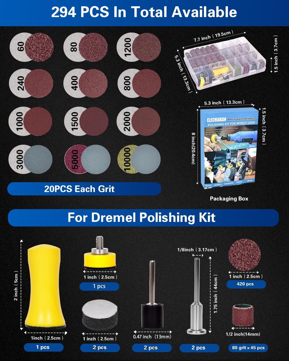 1 Inch Sanding Discs and Drums for Dremel Rotary Tool Accessories, Hook and Loop