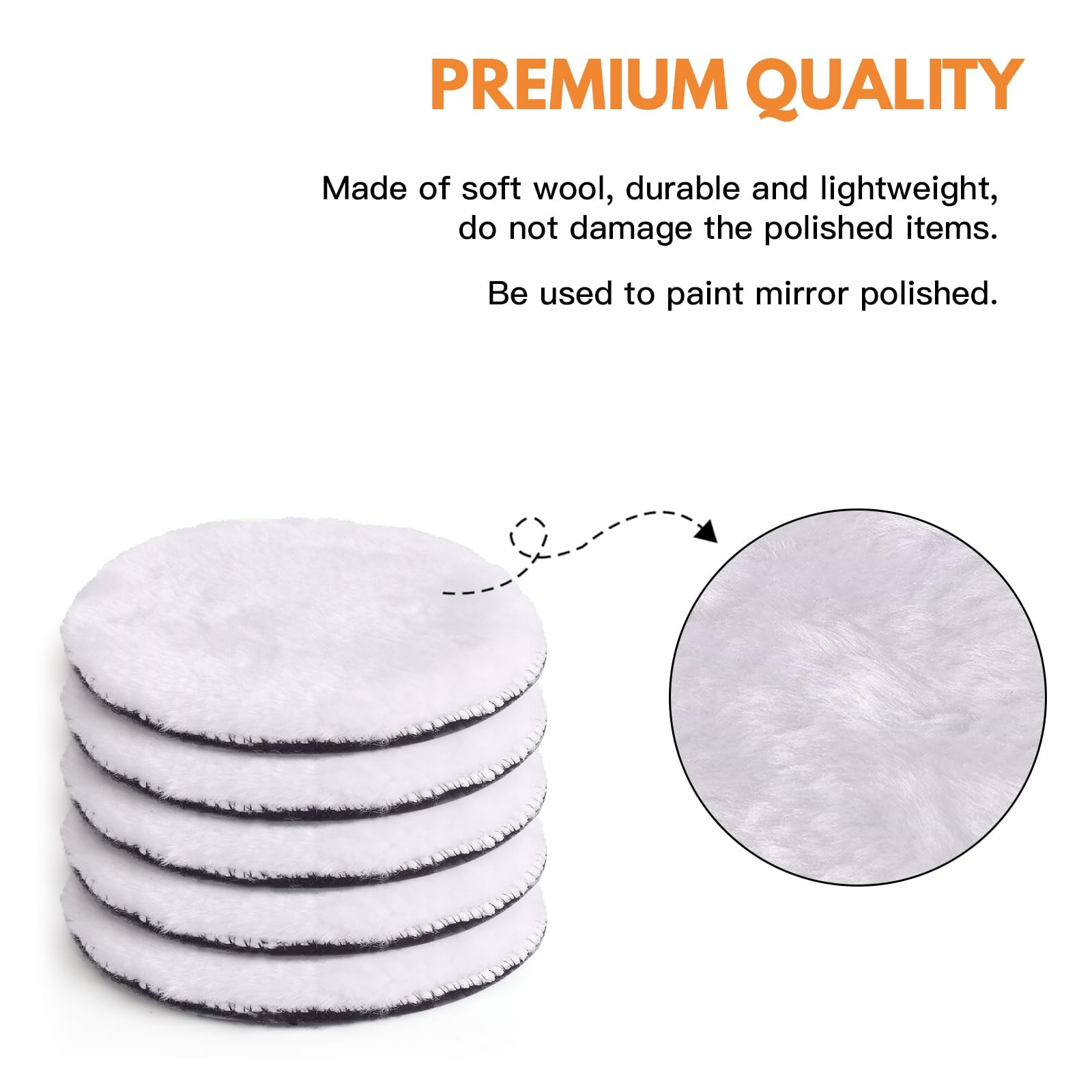 Kshineni 7 Pcs 3 Inch (80 mm) Wool Buffing Polishing Pad Car 3Inch-7Pcs