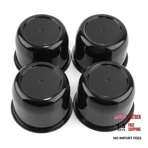 4 Pack 3 inch Wheel Center Caps Plastic Push Through 3.03″ Hub 2.36″ H Black