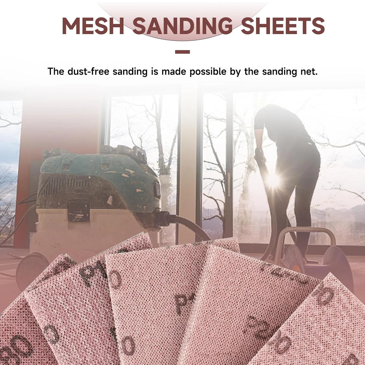25 PCS Mesh Sandpaper, 2-3/4″ x 5″ Hook and Loop Net Sanding Sheets, Assorted Gr
