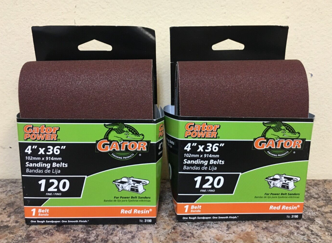 Gator 3190 4 in. X 36 in. Sanding Belts 120 Grit Fine 2 Pk