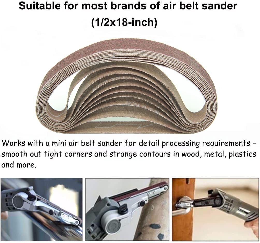 1/2 x 18 Inch Aluminum Oxide Sanding Belt, 30PCs Belt Set, 6 of Each…