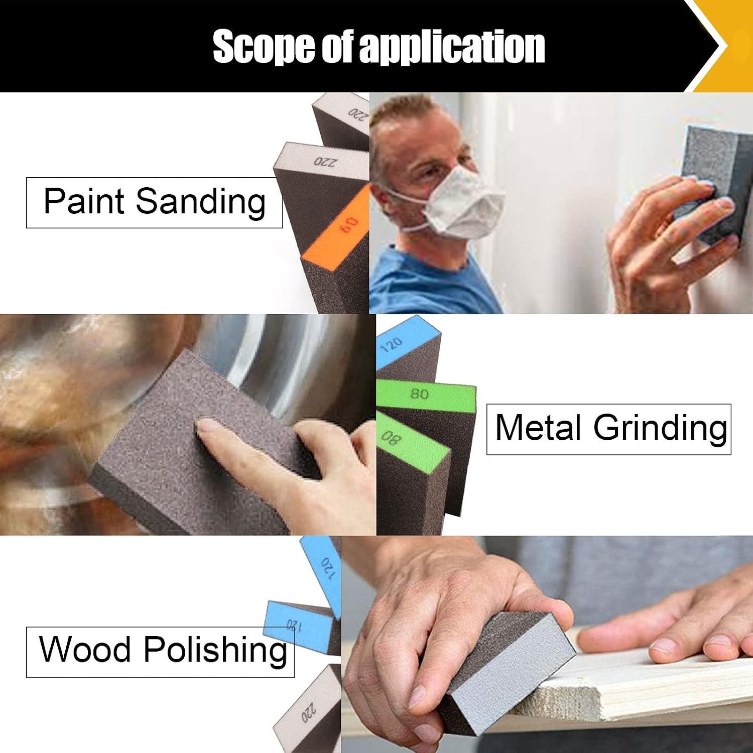 Washable & No-Clog Sanding Sponge Set – Assorted Grit for Versatile Applications