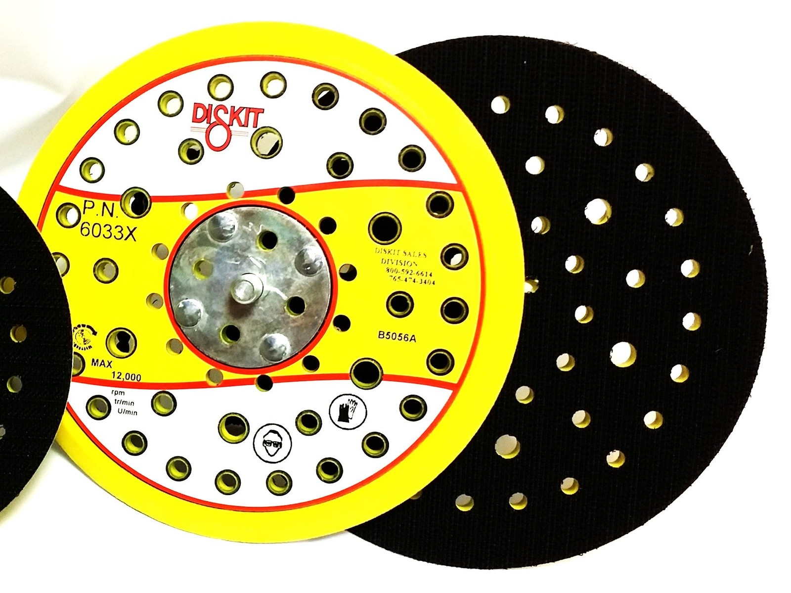 Gripit Sanding Pad 6033X: Firm, 6″, Hook, 52 Hole, Low Profile MADE IN USA